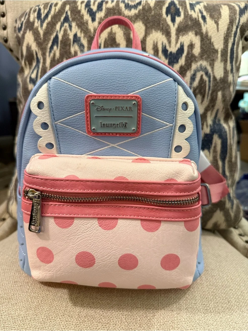Loungefly Disney•Pixar Pastel Blue and Pink Polka Dot Kids Mini Backpack